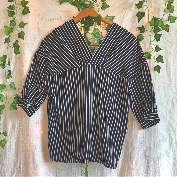 Navy blue striped blouse - Picture 3 of 3